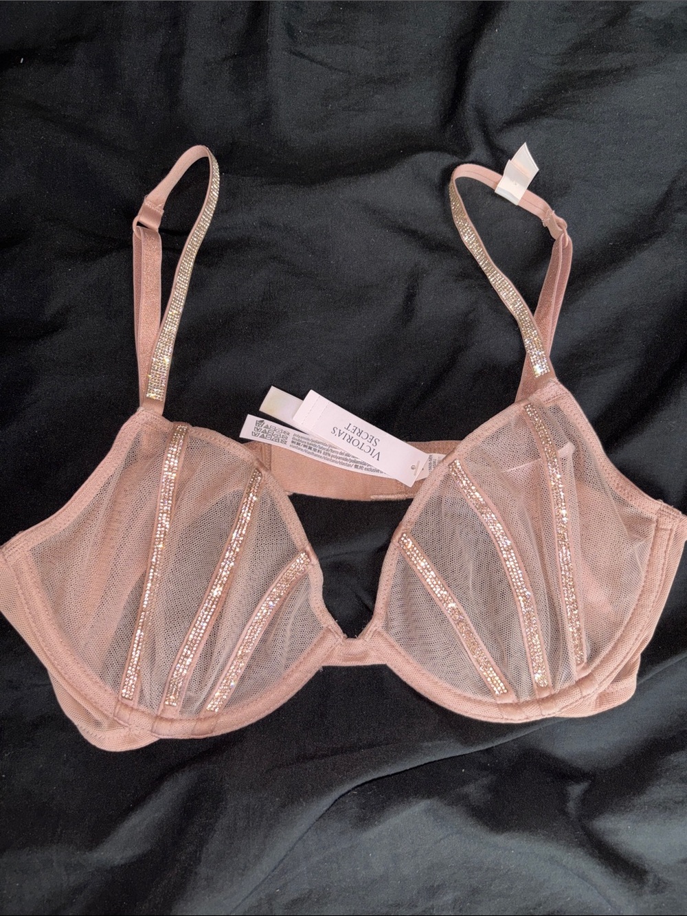 Victoria's Secret Rose Sequin Mesh Underwire Bra